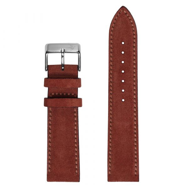 Duckworth Prestex watch strap 20mm Jasper Rust suede Italian leather model DPJRS20