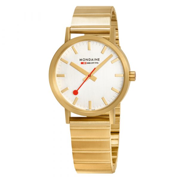Mondaine Classic 36mm case watch with gold tone bracelet model A660.30314.16SBM