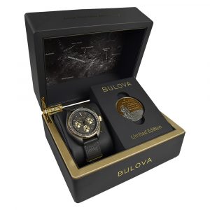 Bulova Limited Edition Lunar Pilot chronograph watch in grey and gold model 98A285