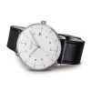 Junghans mens max bill Automatic watch with stainless steel case and black leather strap model 27-4700.02