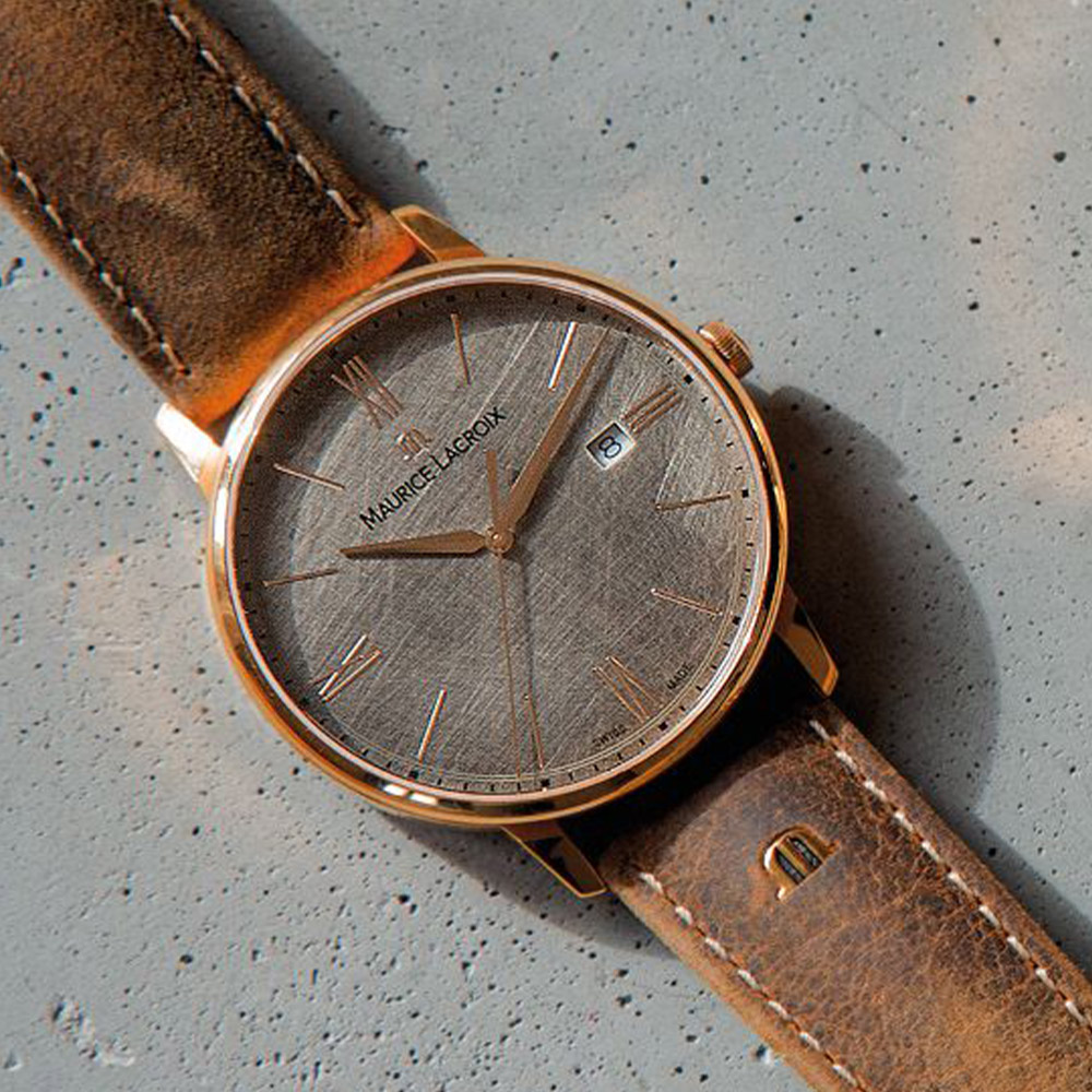 Watch | Date | 40mm Eliros Strap Lacroix Gold Maurice Rose Brown