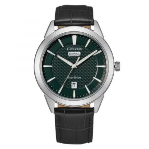 Citizen Corso men's watch with green dial and leather strap model AW0090-02X
