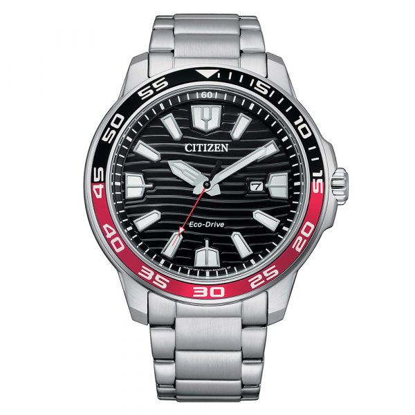 Citizen Sport men's watch with stainless steel bracelet and black dial model AW1527-86E