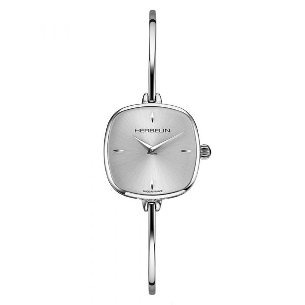 Michel Herbelin FIL bangle women's watch with square silver dial model 17207/B11