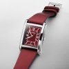 Oris rectangular red dial and strap watch model 01 561 7783 4068-07 5 19 18