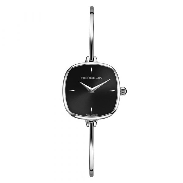 Michel Herbelin FIL bangle women's watch with square case and black dial model 17207/B14