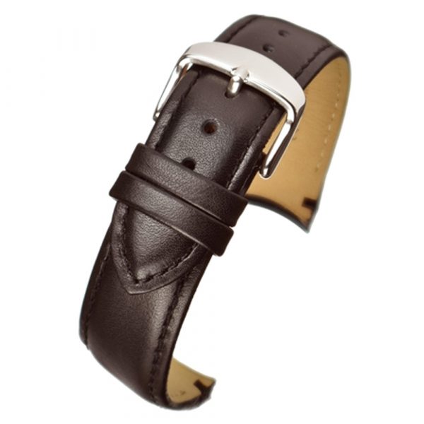 WCV105 Dunn brown leather watch strap with curved ends