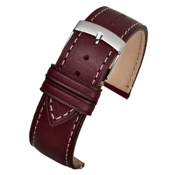 Brunswick WH857 burgundy contrast stitch watch strap