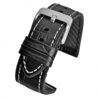 Cooper | Black Leather & Rubber Alligator Grain Strap | WH905