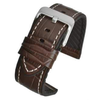 Cooper | Brown Leather & Rubber Alligator Grain Strap | WH906