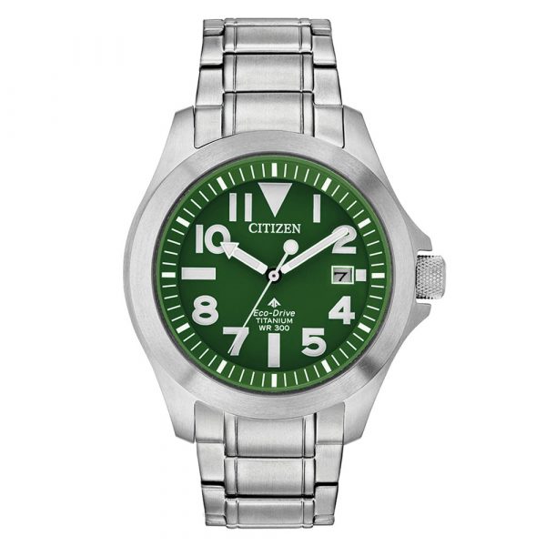 Citizen Promaster Super Titanium Tough men's watch with green dial model BN0116-51X