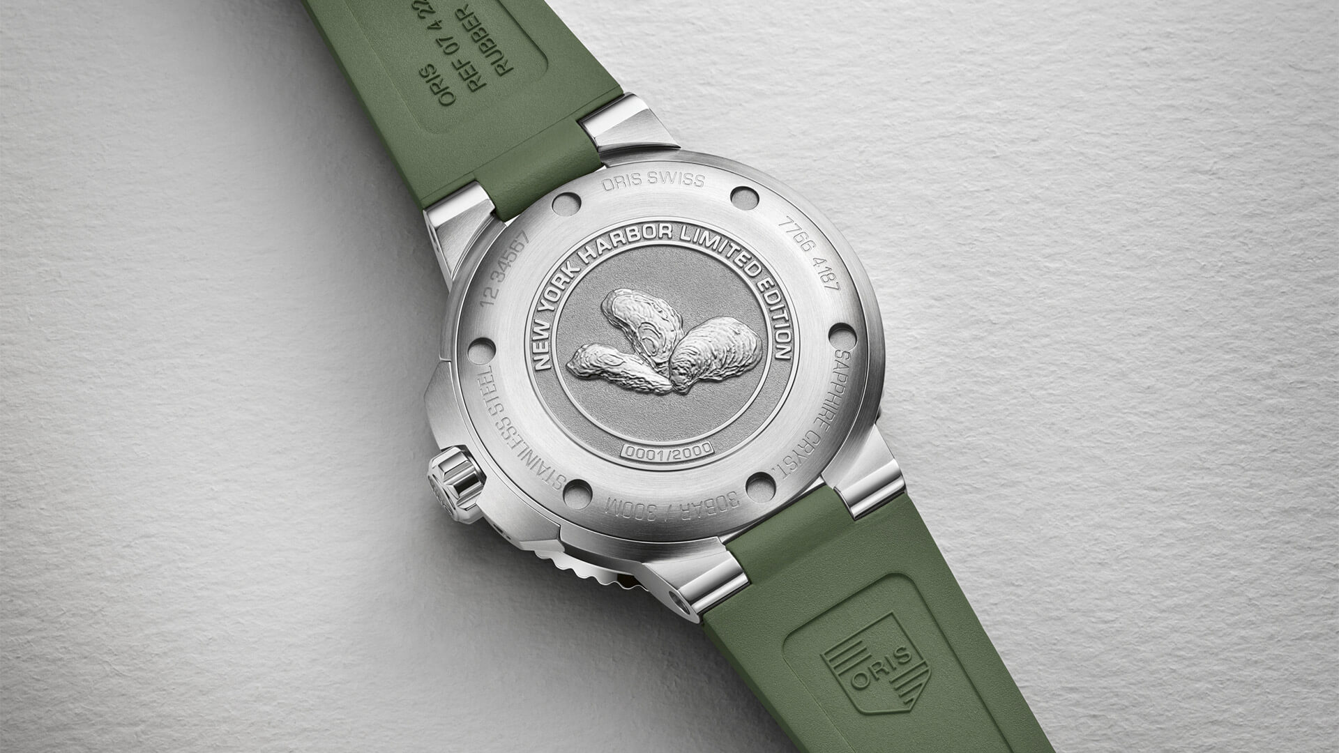 Oris 01 733 7766 4187SET Aquis New York Harbor limited edition green strap watch