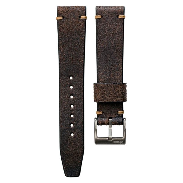 Two Stitch TS.BUFF.BRN Darlington handmade two stitch vintage buffalo leather watch strap