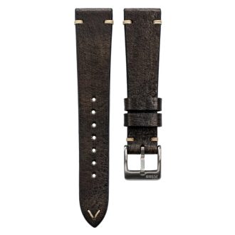 Bayswater | Handmade Two Stitch Rustic Black Leather Strap | TS.RUSBLK