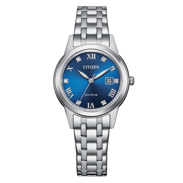 Citizen Silhouette Crystal bracelet watch with blue dial model FE1240-81L