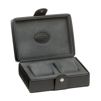Underwood | Black Leather Double Watch Storage Box | UN/215CALFBLACK