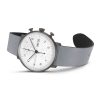 Junghans Max Bill Chronoscope watch with grey leather strap model 27-4008.03