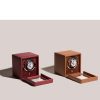Wolf Cub bordeaux and cognac single watch winders with covers