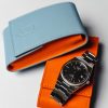 CIT-ORANGE-POUCH leather single watch pouch racing orange