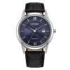Citizen AW1780-09L classic blue dial leather strap watch
