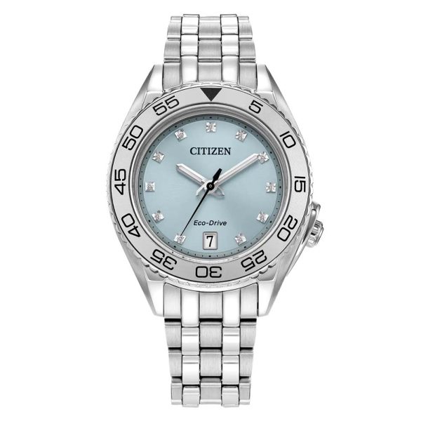 Citizen FE616-54L light blue diamond dial bezel watch