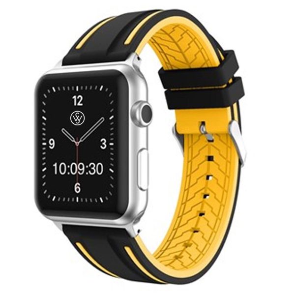 lbs APS2402 Cowes silcone black yellow strap to fit Apple watch