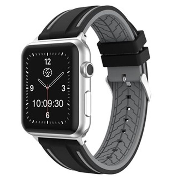lbs APS2403 Cowes silcone black grey strap to fit Apple watch
