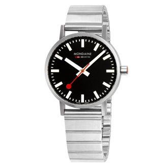 Mondaine | Classic 36mm Black Dial Bracelet Watch | A660.30314.16SBW