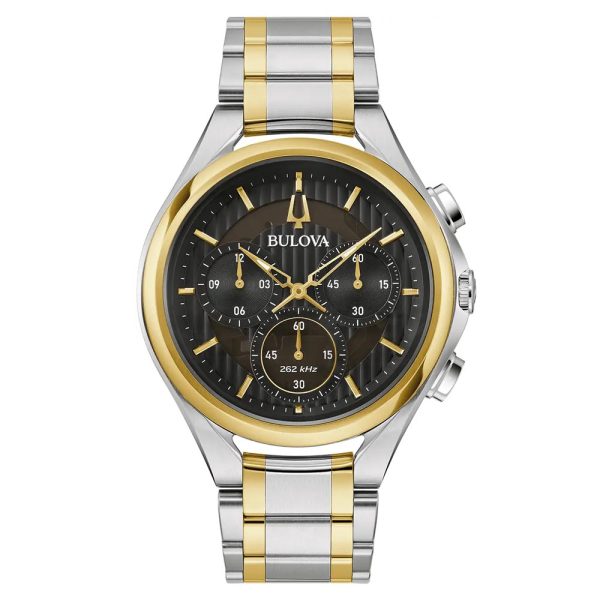Bulova 98A301 Curv chronograph black dial watch